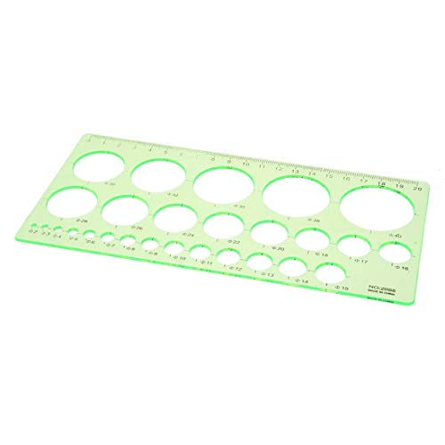 SODIAL(R) Verde Regla de plantilla de circulo de dibujo forma rectangula de estudiantes de plastico