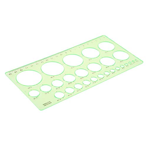 SODIAL(R) Verde Regla de plantilla de circulo de dibujo forma rectangula de estudiantes de plastico