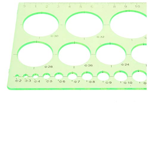 SODIAL(R) Verde Regla de plantilla de circulo de dibujo forma rectangula de estudiantes de plastico