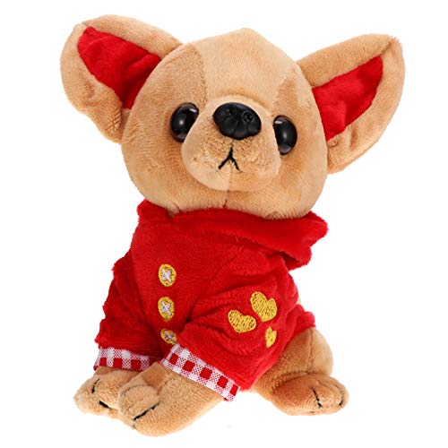 SOIMISS Peluche Chihuahua Perro Cachorro Juguete Felpa Peluches con Ropa Roja Regalo de Cumpleaños para Niños