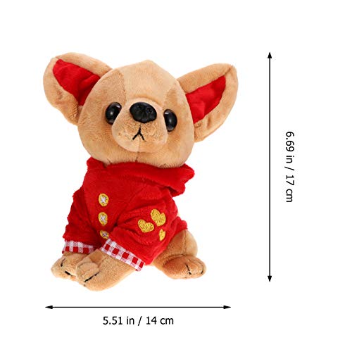 SOIMISS Peluche Chihuahua Perro Cachorro Juguete Felpa Peluches con Ropa Roja Regalo de Cumpleaños para Niños