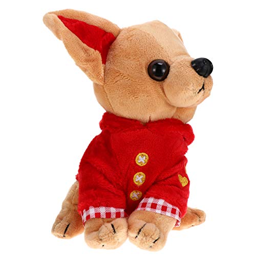 SOIMISS Peluche Chihuahua Perro Cachorro Juguete Felpa Peluches con Ropa Roja Regalo de Cumpleaños para Niños