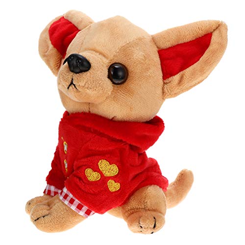 SOIMISS Peluche Chihuahua Perro Cachorro Juguete Felpa Peluches con Ropa Roja Regalo de Cumpleaños para Niños