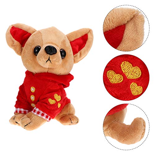 SOIMISS Peluche Chihuahua Perro Cachorro Juguete Felpa Peluches con Ropa Roja Regalo de Cumpleaños para Niños