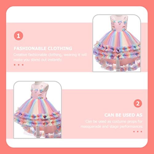 SOIMISS Unicornio Vestido de Gasa Princesa Tutu Vestido Arco Vestido Traje de Falda para Carnaval Cosplay Navidad Fiesta de Cumpleaños Rosa 140 Cm