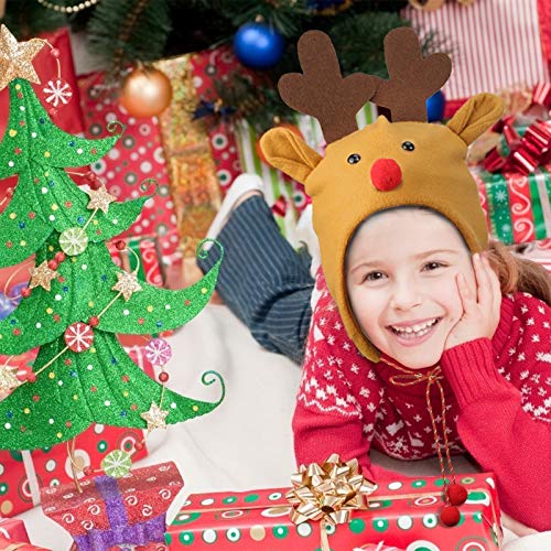 Sombrero de Navidad de Alce LANMOKGorro de Alce de Dibujos Animados con Largo Cordón Accesorios de Fiesta de Navidad para Decoración Tocado Regalos del Año Nuevo y Navidad para Niños