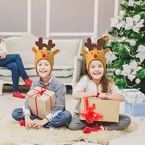 Sombrero de Navidad de Alce LANMOKGorro de Alce de Dibujos Animados con Largo Cordón Accesorios de Fiesta de Navidad para Decoración Tocado Regalos del Año Nuevo y Navidad para Niños