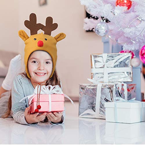 Sombrero de Navidad de Alce LANMOKGorro de Alce de Dibujos Animados con Largo Cordón Accesorios de Fiesta de Navidad para Decoración Tocado Regalos del Año Nuevo y Navidad para Niños