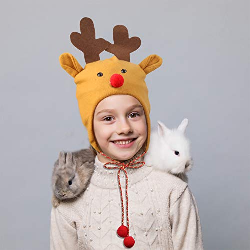 Sombrero de Navidad de Alce LANMOKGorro de Alce de Dibujos Animados con Largo Cordón Accesorios de Fiesta de Navidad para Decoración Tocado Regalos del Año Nuevo y Navidad para Niños