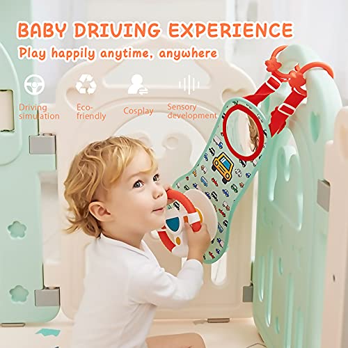 SONARIN Juguetes para Volante de Coche para Bebés,Juguete de Asiento de Coche para Bebé con Sonidos de Conducción Luces Musicales y Espejo,Compañero de Viaje para Bebés Niños Pequeños(Multicolor)