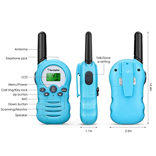 Sorulykin Juguetes para niños de 3 a 12 años, walkie-Talkie portátil para niños, hasta 3300 Metros de Alcance, Radio de 2 vías, Equipo de Aventura para Acampar, Caminar, Juegos, 2 Piezas