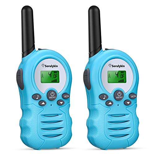 Sorulykin Juguetes para niños de 3 a 12 años, walkie-Talkie portátil para niños, hasta 3300 Metros de Alcance, Radio de 2 vías, Equipo de Aventura para Acampar, Caminar, Juegos, 2 Piezas