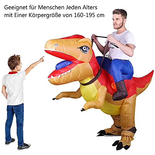 SOSPIRO Disfraz hinchable T-rex de dinosaurio Tyrannosaurus Rex divertido vestido mono con cable USB para Halloween, fiestas, cumpleaños, carnaval, adultos, mujeres, hombres, púrpura