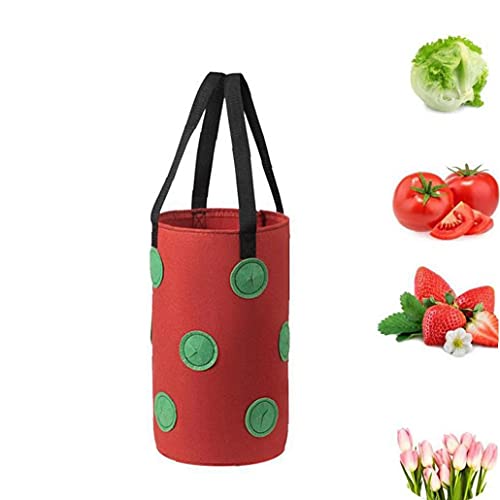 SouiWuzi Fresa Crecer Bolsa Bolso Colgante de la Planta de contenedores Transpirable Tejido 13 Agujeros con Asas para Flores de Las Frutas Rojas Verduras, hortalizas y Frutas de