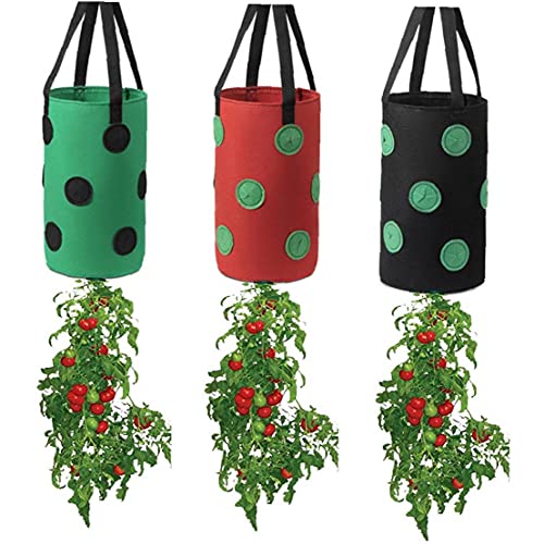 SouiWuzi Fresa Crecer Bolsa Bolso Colgante de la Planta de contenedores Transpirable Tejido 13 Agujeros con Asas para Flores de Las Frutas Verduras, hortalizas y Frutas de