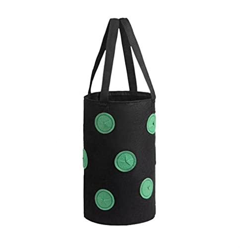 SouiWuzi Fresa Crecer Bolsa Bolso Colgante de la Planta de contenedores Transpirable Tejido 13 Agujeros con Asas para Flores de Las Frutas Verduras Negro, para hortalizas y Frutas