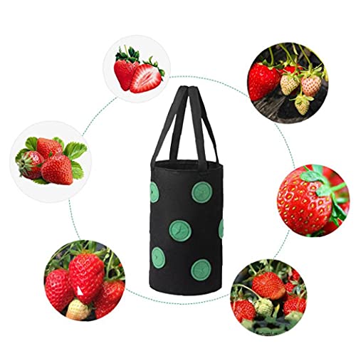 SouiWuzi Fresa Crecer Bolsa Bolso Colgante de la Planta de contenedores Transpirable Tejido 13 Agujeros con Asas para Flores de Las Frutas Verduras Negro, para hortalizas y Frutas