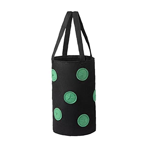 SouiWuzi Fresa Crecer Bolsa Bolso Colgante de la Planta de contenedores Transpirable Tejido 13 Agujeros con Asas para Flores de Las Frutas Verduras Negro, para hortalizas y Frutas