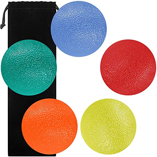 SourceTon Fidgets Pelota para aliviar el estrés, forma redonda, para manos, dedos y agarre, para terapia de fortalecimiento del estrés, paquete de 5 bolas para apretar