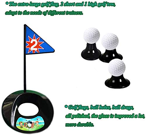 SOWOFA Golf Adecuado para niños de 3 a 6 años 3 Palos de Golf y 8 Bolas de Colores de práctica, 4 Hoyos de Golf Bolsa de Almacenamiento de Golf Gratis Configure una Alfombra de Hierba Verde simulada