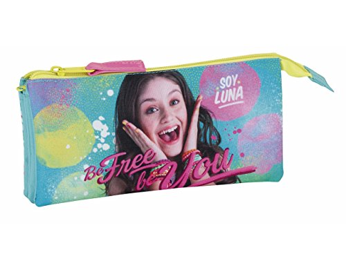 Soy Luna Estuche portatodo Triple Escolar, Azul/Rosa