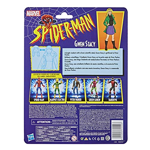 Spider-Man-Hasbro Marvel Legends Series Figura de acción Coleccionable de Gwen Stacy de 6 Pulgadas E9322