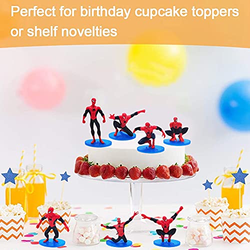 Spiderman Cake Topper - 8pcs Mini Modelo de Spiderman Decoración para Tartas, Baby Shower Fiesta de cumpleaños Pastel Decoración Suministros