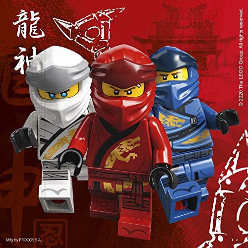 spielum Set de fiesta de 53 piezas de Lego Ninjago, platos, vasos, servilletas, banderines, bolsas de fiesta, pajitas de papel para 8 niños