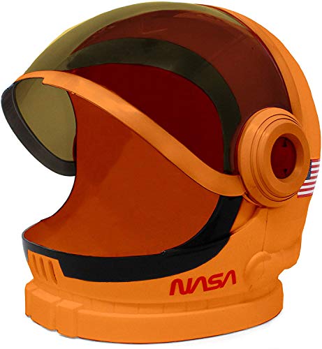 Spooktacular Creations Casco Astronauta Naranja con Visera Móvil para Juego de Rol, Disfraz de Astronauta, Regalo de Fiesta de Cumpleaños para Niños