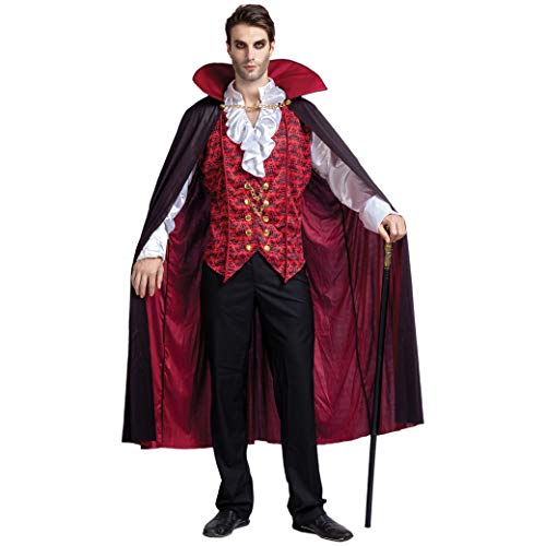 Spooktacular Creations - Disfraz de vampiro medieval renacentista de lujo para Halloween, diseño terrorífico para hombre, ideal para juegos de rol o cosplay, Rojo, Large