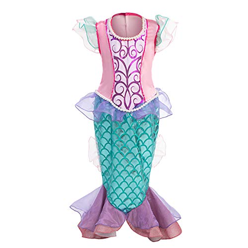 Spooktacular Creations Little Girl Mermaid Princess Costume Include Mermaid red Wig, Crown, Magic Wand and Gloves! (Toddler( 3- 4yrs ))