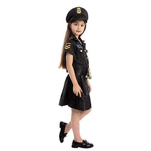 Spooktacular Creations Police Officer Girl Cop Costume Outfit Set for Halloween Dress Up Party, Role-Playing, Carnival Cosplay, Themed Parties (Toddler( 3- 4yrs ))