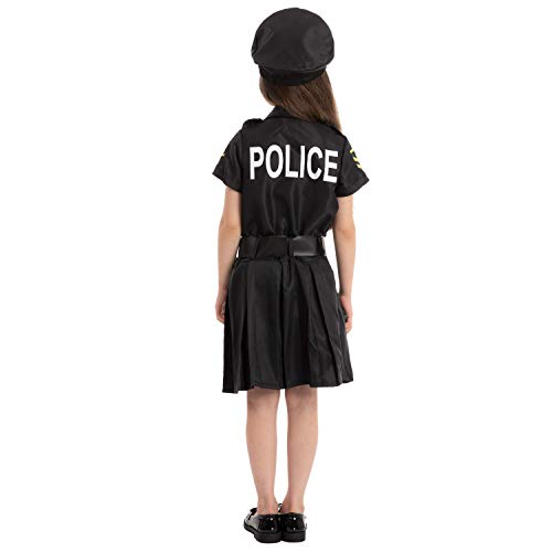 Spooktacular Creations Police Officer Girl Cop Costume Outfit Set for Halloween Dress Up Party, Role-Playing, Carnival Cosplay, Themed Parties (Toddler( 3- 4yrs ))