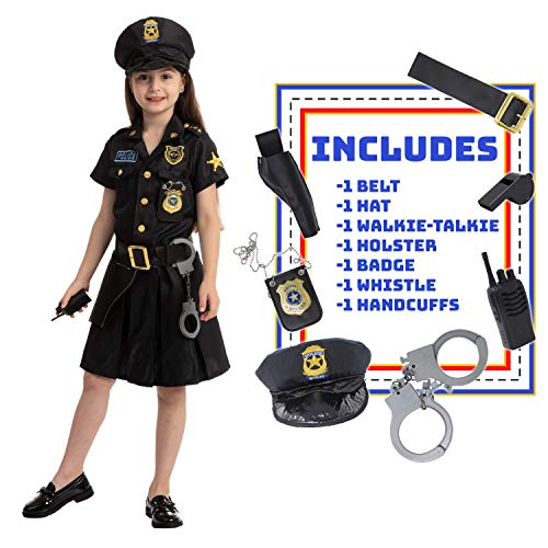 Spooktacular Creations Police Officer Girl Cop Costume Outfit Set for Halloween Dress Up Party, Role-Playing, Carnival Cosplay, Themed Parties (Toddler( 3- 4yrs ))