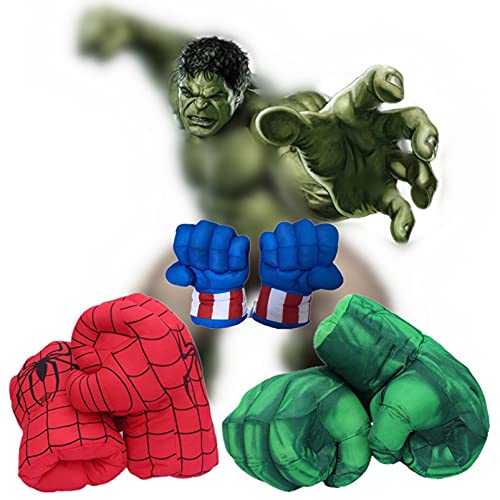 SPOTOR Guantes de Capitán América Niño Vengadores Hulk/Spiderman/Capitán América/Guantes de Thanos Accesorios Cosplay niño niña Halloween superhéroe Juego puño Fiesta Regalo