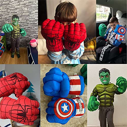 SPOTOR Guantes de Capitán América Niño Vengadores Hulk/Spiderman/Capitán América/Guantes de Thanos Accesorios Cosplay niño niña Halloween superhéroe Juego puño Fiesta Regalo