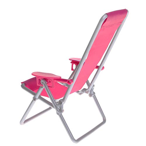 SPRINGHUA 1: 6 Miniatura casa de muñecas de plástico Beach Chair Sillón Juguetes Rosa roja - Muebles de Exterior Accesorios