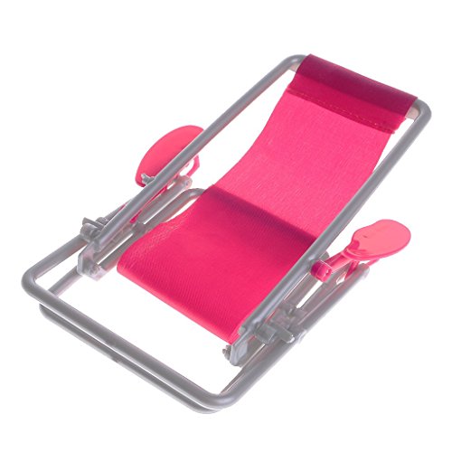 SPRINGHUA 1: 6 Miniatura casa de muñecas de plástico Beach Chair Sillón Juguetes Rosa roja - Muebles de Exterior Accesorios