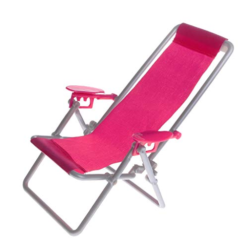 SPRINGHUA 1: 6 Miniatura casa de muñecas de plástico Beach Chair Sillón Juguetes Rosa roja - Muebles de Exterior Accesorios