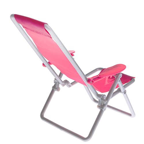 SPRINGHUA 1: 6 Miniatura casa de muñecas de plástico Beach Chair Sillón Juguetes Rosa roja - Muebles de Exterior Accesorios