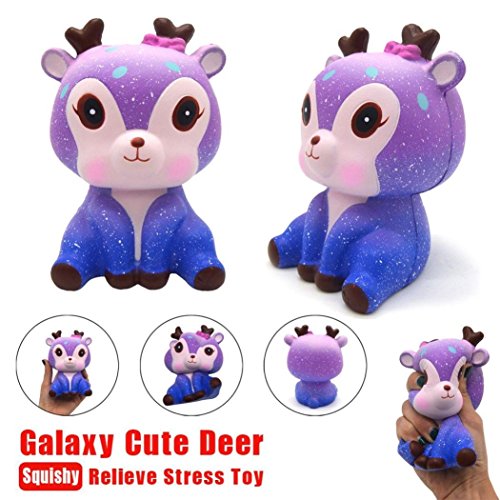 squishys Kawaii Ciervo, Galaxia Kawaii Deer Squishies Lento Creciente Crema perfumada Squishy Squeeze Toys, Regalo de los niños, Juguete de la descompresión