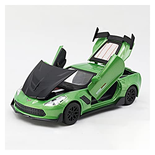 SRJCWB Auto Modelo para Chevrolet Corvette ZR1 Pull Back Sound and Light 1:32 Aleación Modelo De Coche Simulación De Juguete De Coche Coche fundición a presión (Color : Verde)