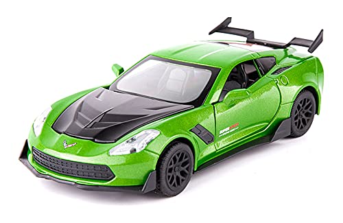 SRJCWB Auto Modelo para Chevrolet Corvette ZR1 Pull Back Sound and Light 1:32 Aleación Modelo De Coche Simulación De Juguete De Coche Coche fundición a presión (Color : Verde)