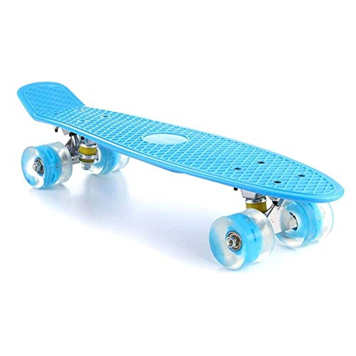 SSN 22 Pulgadas 4 Ruedas Mini Longboard Patín en Colores Pastel del Color monopatín con LED Parpadeante Ruedas monopatín Retro for Chicos, Chicas niños (Color : B)