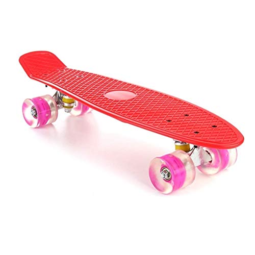 SSN 22 Pulgadas 4 Ruedas Mini Longboard Patín en Colores Pastel del Color monopatín con LED Parpadeante Ruedas monopatín Retro for Chicos, Chicas niños (Color : C)