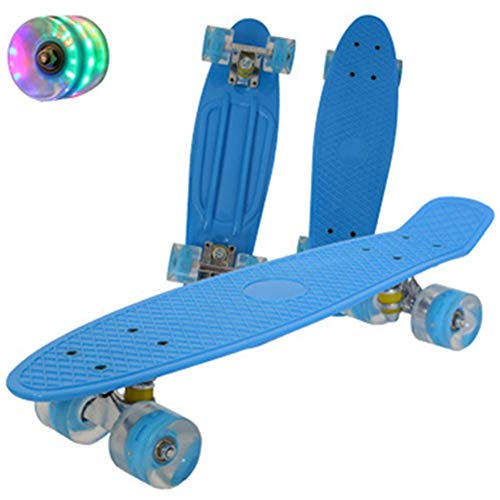 SSN Penny Junta Pescado 22inch Mini Monopatín del Crucero For Chicos, Chicas Niños Scooter Longboard Patines Retro Junta Rodamientos Rueda del Carro (Color : Azul)