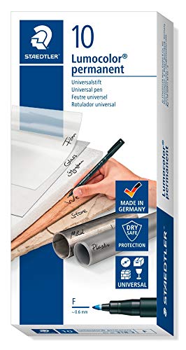 STAEDTLER Lumocolor 318-3 - Rotuladores de Punta Fina de Color Azul, Caja con 10 Unidades