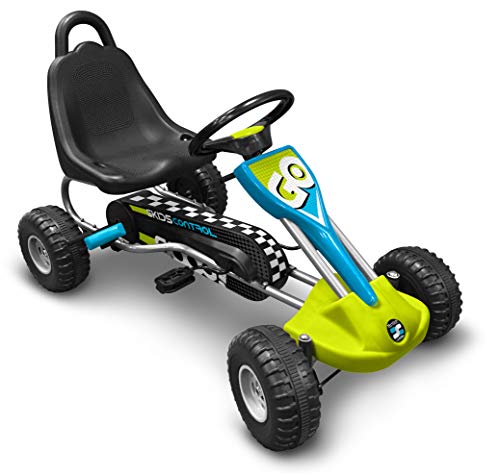 STAMP GOKART A Pedales SKIDS Control 89 x 52 cm, J679001, Azul, Verde, Gris y Negro