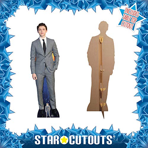 STAR CUTOUTS- Tom Holland Lifesize Cardboard with Free Cut out 1 Recorte tamaño Real con 1 Mini Corte de cartón, Multicolor (CS756)