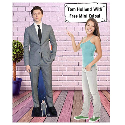 STAR CUTOUTS- Tom Holland Lifesize Cardboard with Free Cut out 1 Recorte tamaño Real con 1 Mini Corte de cartón, Multicolor (CS756)